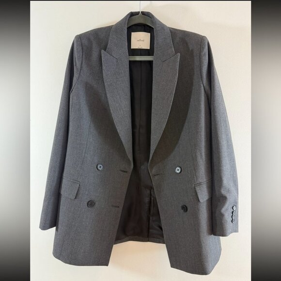 Aritzia Wilfred Gray Double Breasted Career Blazer - Picture 3 of 9